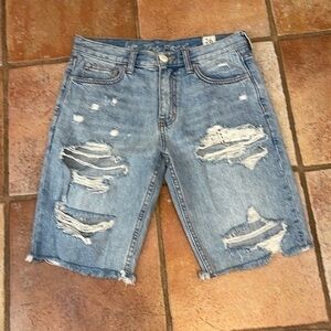 REVOLVE We The Free by FREE PEOPLE distressed denim Bermuda shorts